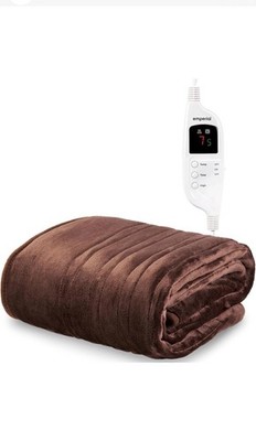 LIVIVO Beheizbare Elektrische Überdecke Schokolade Fleece Überwurf 160x130cm