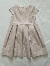 ZARA KIDS GIRLS 7 TAN PLEATED CAP SLEEVE DRESS