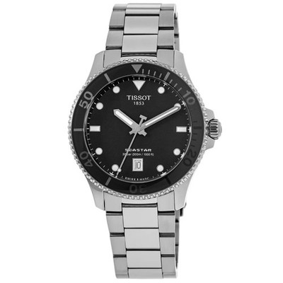 New Tissot Seastar 1000 Quartz 36mm Black Dial Unisex Watch T120.210.11.051.00
