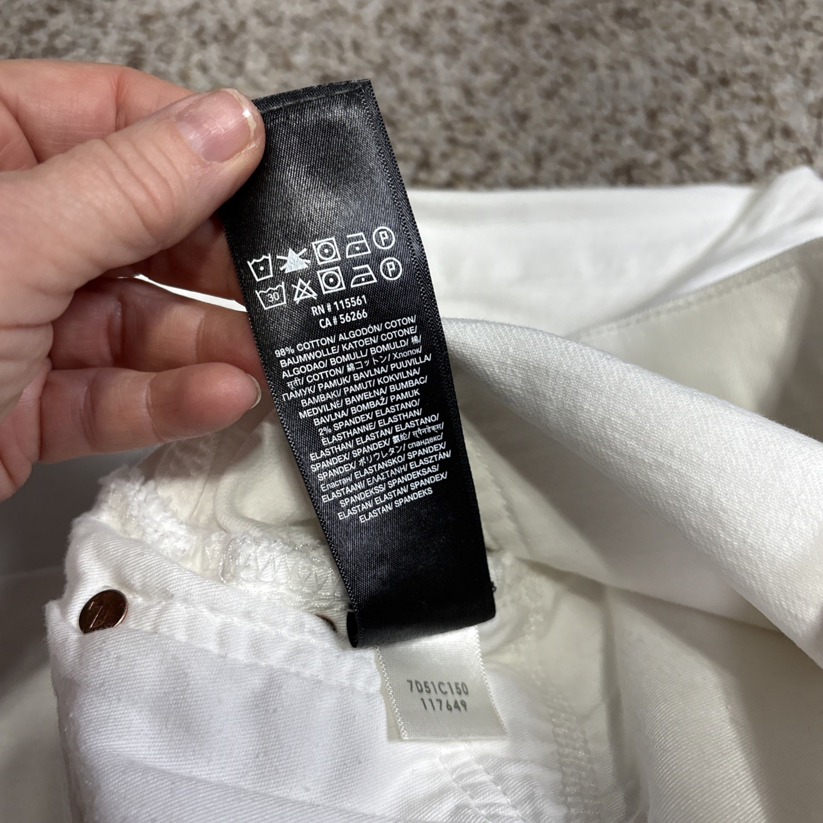 7 For All Mankind Slimmy Pants Mens 33 X 31 Distressed White Jeans - View 9