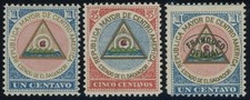 SALVADOR 1897, 3 verschiedene Gedenkmarken für die Republik