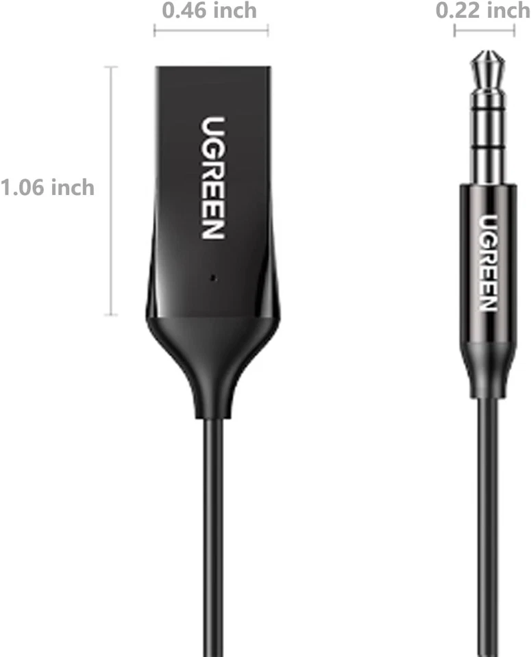 UGREEN Adaptador Auxiliar Bluetooth 5.4 Receptor 3.5mm con Micrófono para Audio de Coche y Hogar Foto 2 de 4