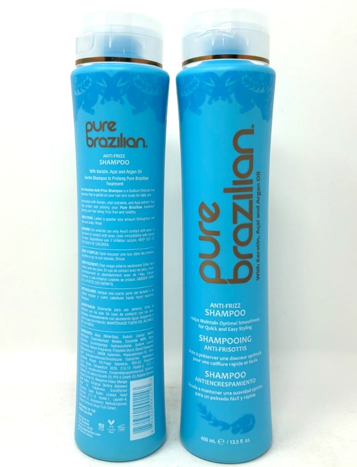 PURE BRAZILIAN Anti-Frizz Shampoo, 13.5 fl oz (Set of 2) - Image 2 of 2