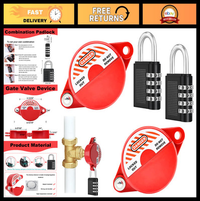 2-Pack Gate Valve Lockout Device with Coded Lock for 1''-2.5'' Handles - Water Spi