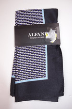 ALFANI Black  Blue Geometric Polyester 12x12 Pocket Square NEW