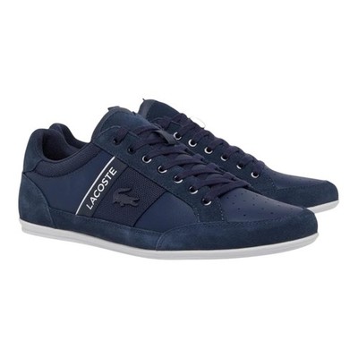 Lacoste Men's Chaymon Leather Sneakers Navy Size 7