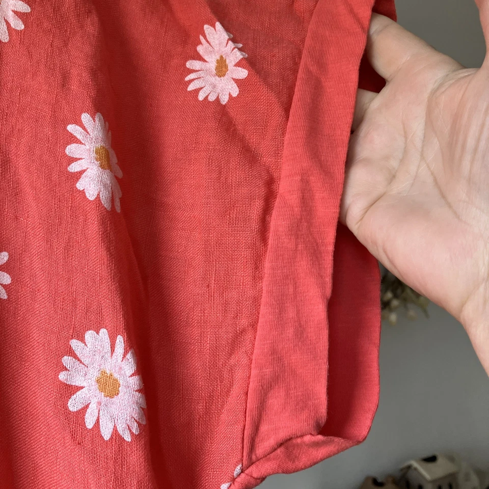 Made In Italy Loose Fit Top Coral/white Linen Mix Worn Once One Size - Image 4 of 4