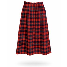 Vintage Pendleton Red Royal Stewart Tartan Plaid Wool Midi Skirt 1970s 12 USA