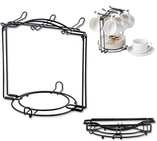 YOLIFE Tea Cup Hoder, Metal Coffee Cup Rack, Cup and Saucer Display Stand, Co...