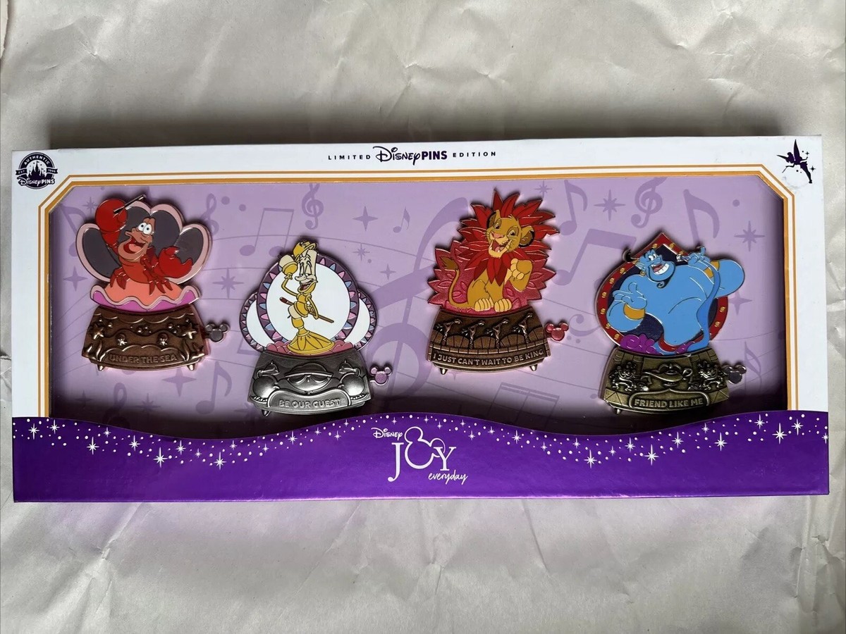 Disney D23 Expo Joy Everyday Jumbo 4 Pin Set Sebastian Simba Genie