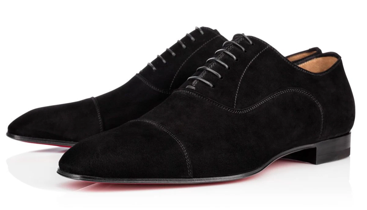 Christian Louboutin Men's Greggo Flat Leather Oxfords - Black - Size 13