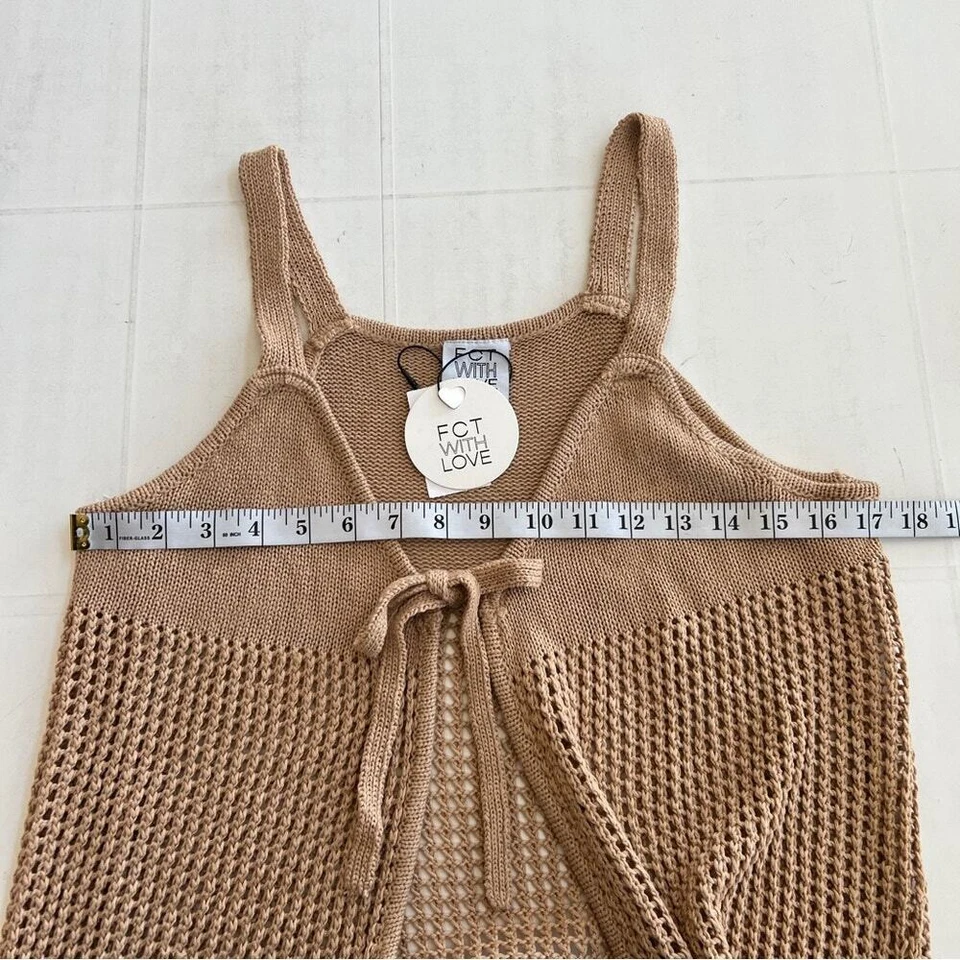 New FCT FULL CIRCLE TRENDS Tan Open Front Knitted Swim Cover-Up Women's - Image 4 of 4