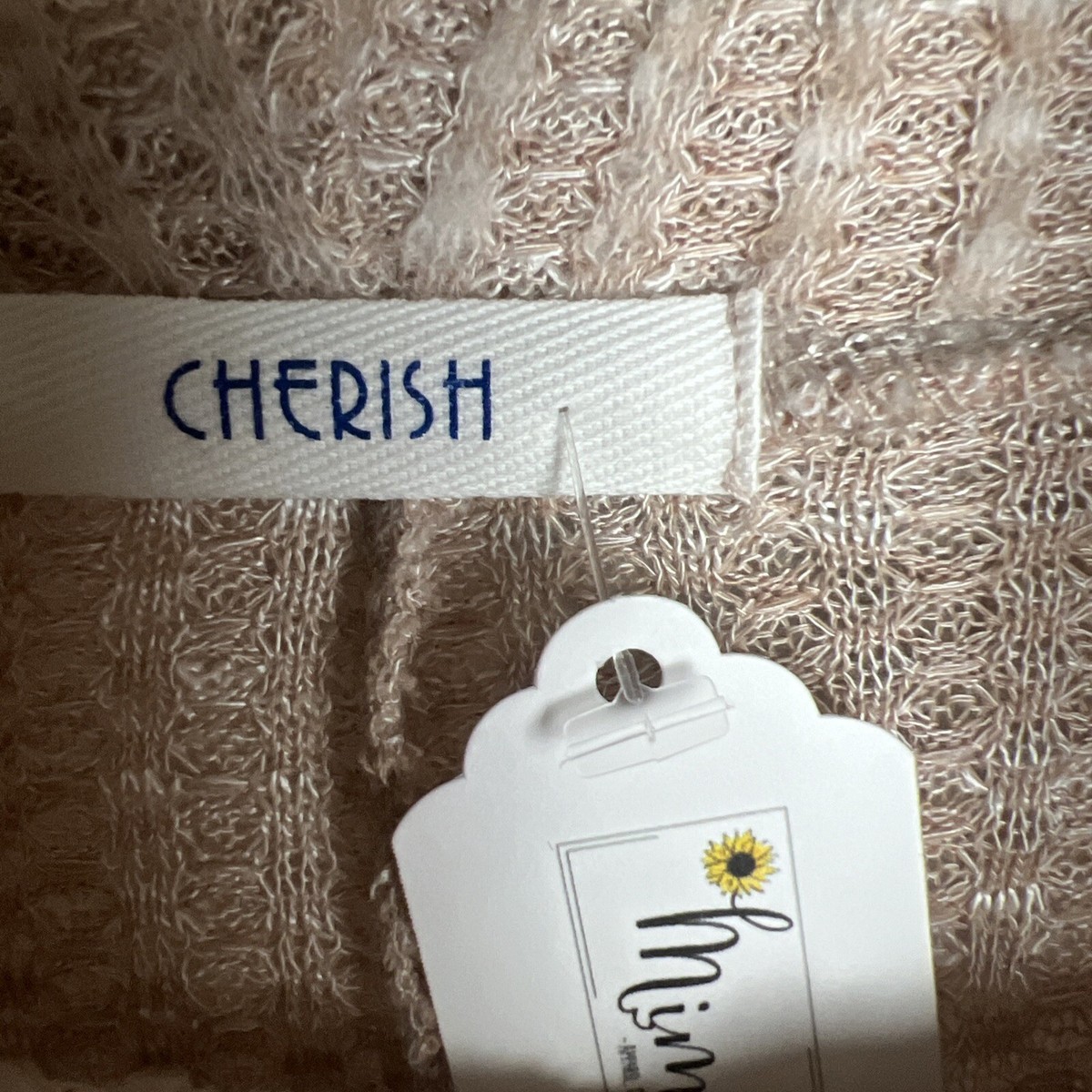 Cherish Beige Cowl Neck Long Sleeve Knit Pullover Sweater Women's L New