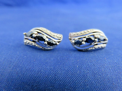 Lovely Sterling & Sapphire (Lab Created) Post Earrings by JC (1306)