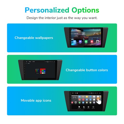 For BMW 3 Series E90 E91 E92 E93 9" Android 13 6+64 GPS Car Stereo Radio CarPlay - Picture 14 of 35