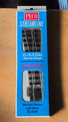 New PECO Streamline O-16.5 Narrow Gauge Med Radius Left Train Track SL-E596