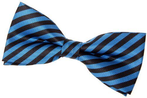 Striped Woven Pre-tied Bow Tie (4.5") Blue and Black Stripe - Picture 1 of 1