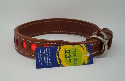 #133R REFLECTO LEA. COLLAR / 23 INCH RUSSETT BROWN / FREE BRASS NAMEPLATE