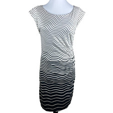 Ann Taylor LOFT NWT Women's Sheath Dress Size S Tan Black Ombre Effect, Stripe