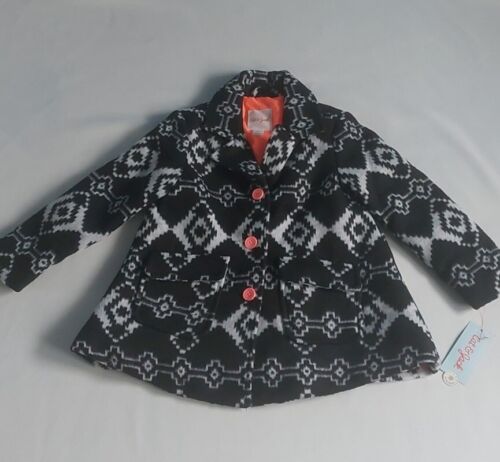 Cat & Jack Toddler Girls Black White Geometric Peacoat Jacket Size 4
