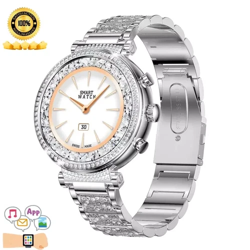 Smartwatch Damen Bluetooth Anruf für Android iOS Diamant Smart Uhr Frauen