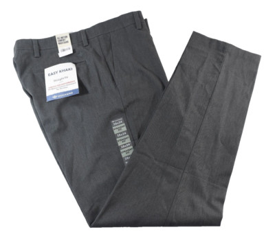 Dockers Men Easy Khaki Pants New 34 X 32 Gray Straight Fit Flat Front No Wrinkle