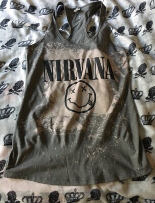 Nirvana, goth, horror, fandom, bleached racerback tank top