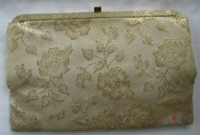 VINTAGE BOBBIE JEROME GOLD FLORAL ROSES CLUTCH PURSE BAG - AS IS