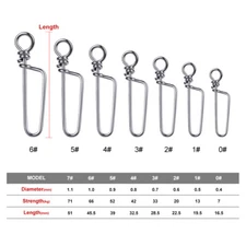 100pcs Coastlock Snap Fishing Barrel Swivel Safety 17mm-46mm Swivel 0#-6# 