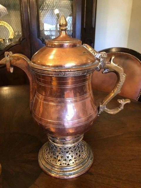 Antique 19th Century Brass and Copper Water Kettle Samovar - Image 3 of 4
