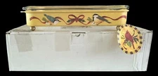 Lenox Winter Greetings Toleware Rectangular Baker Holder Glass Serving Dish NIB