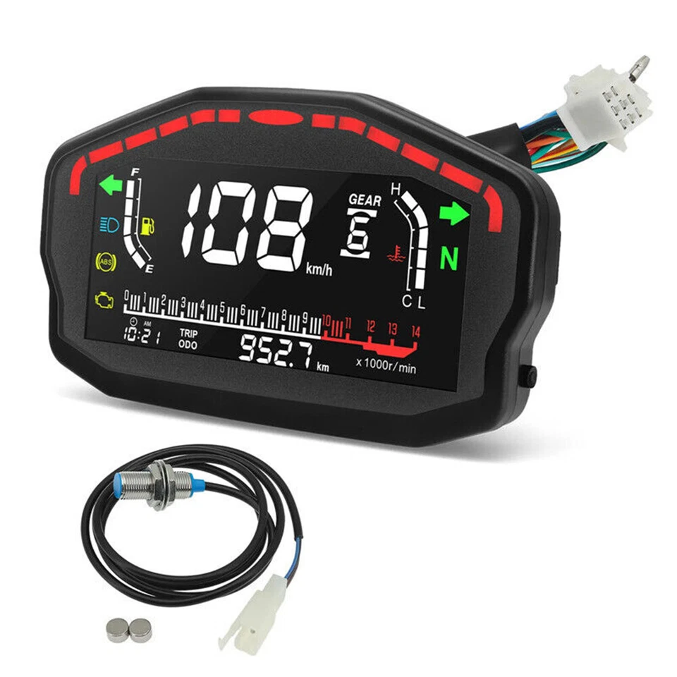 AUPOKO LCD Digital Motorcycle Odometer Speedometer Tachometer Gauge Dashboards - Image 2 of 4