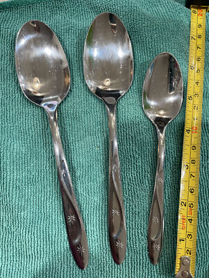 Vintage Americana Star Stainless Flatware USA Atomic Starburst ~ spoons
