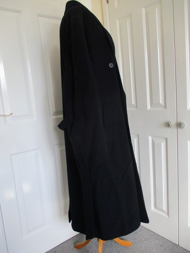 Buttonhole belted navy gents blended wool overcoat UK44- new - Picture 5 of 11