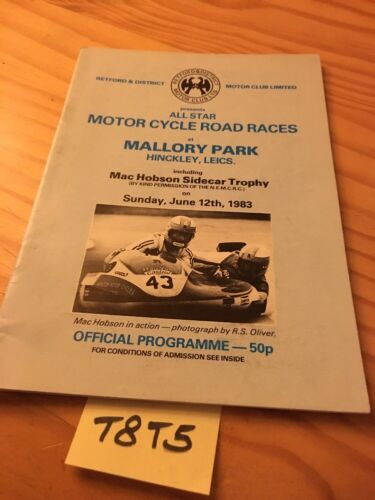 Mallory Park circuit juin 1983 Programme racing course moto collection - Afbeelding 1 van 7