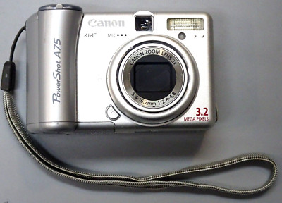Used Canon Power Shot A75 Digital Camera 3.2 MP 3X Zoom PC1202-Tested & works