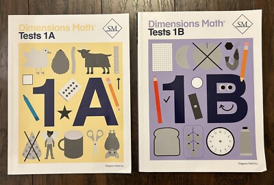 Dimensions Math Tests 1A and 1B Set Singapore Math Inc. | eBay