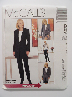 McCall's Misses' 2289 Jacket, Top, Pants & Skirt Size 8-10-12 Uncut Pattern