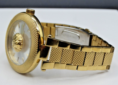 VERSUS VERSACA ゴールド Versus Versace Lion Head Goldtone Stainless Steel Analog Bracelet