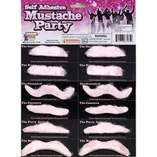 Forum Novelties - Pink Self Adhesive Mustaches, Set of 12, Dress Up Accessories