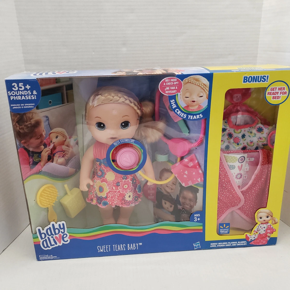 New Baby Alive SWEET TEARS Interactive Doll Doctor Sick Bonus Bed Time
