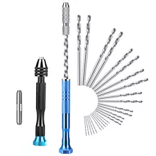 27 Pcs Pin Vise Hand Drills Rotary Tool Set 0.5-3mm Micro Twist Drill Bits