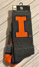 Strideline Gray U Of Illinois Fighting Illini Premium Knit Crew Socks M/L NEW!