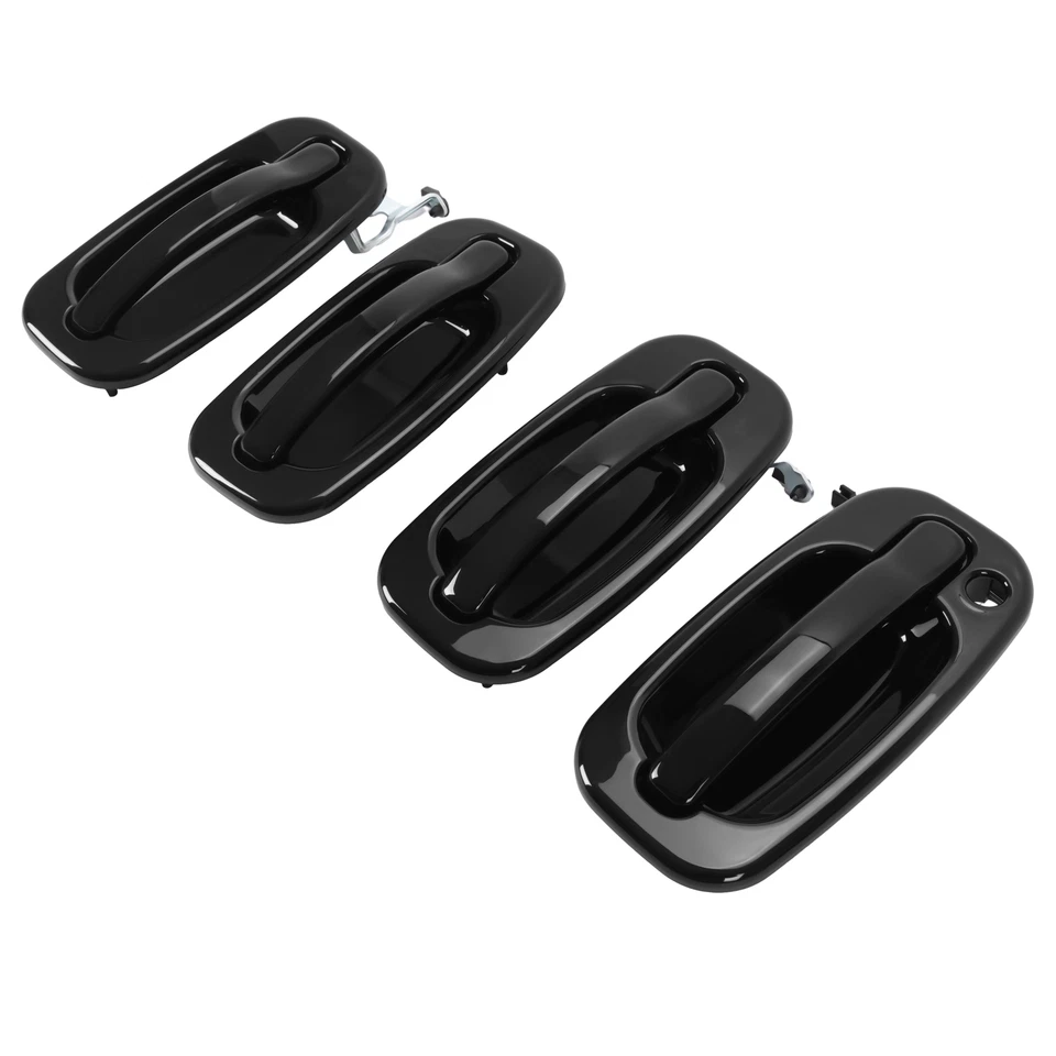 4Pcs NEW Outside Door Handles Set Painted Black For Silverado Tahoe Sierra 99-06 Foto 2 de 4