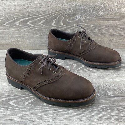 HS Trask Brown Nubuck Leather Casual Saddle Oxford Shoes  display picture 2