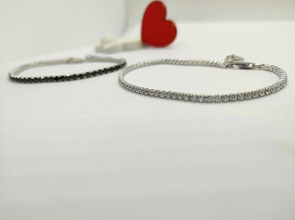 COPPIA DI Bracciali in argento 925 modello tennis LUI E LEI. PROMOZIONE OFFERTA - Immagine 2 di 4