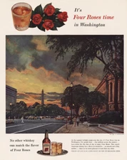 1955 Four Roses Whiskey: Washington Vintage Print Ad