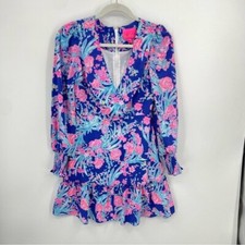 Lilly Pulitzer Rosie stretch dress Corsica Blue pink Toucan Party dress Sz 00