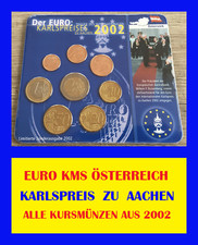 💎🍄☘️💥 Euro Kursmünzensatz Österreich 💥 2002 💥 KARLSPREIS ZU AACHEN 💥☘️🍄💎