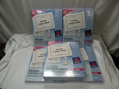Avery 5165 Full-Sheet Labels Jam Free, 8 1/2'' x 11'' White, Lot of 600 New Sealed